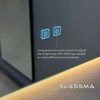 Rectangular LED Bathroom Mirror – Front & Backlit Wall-Mounted Vanity Mirror with Dimmable Touch Sensor