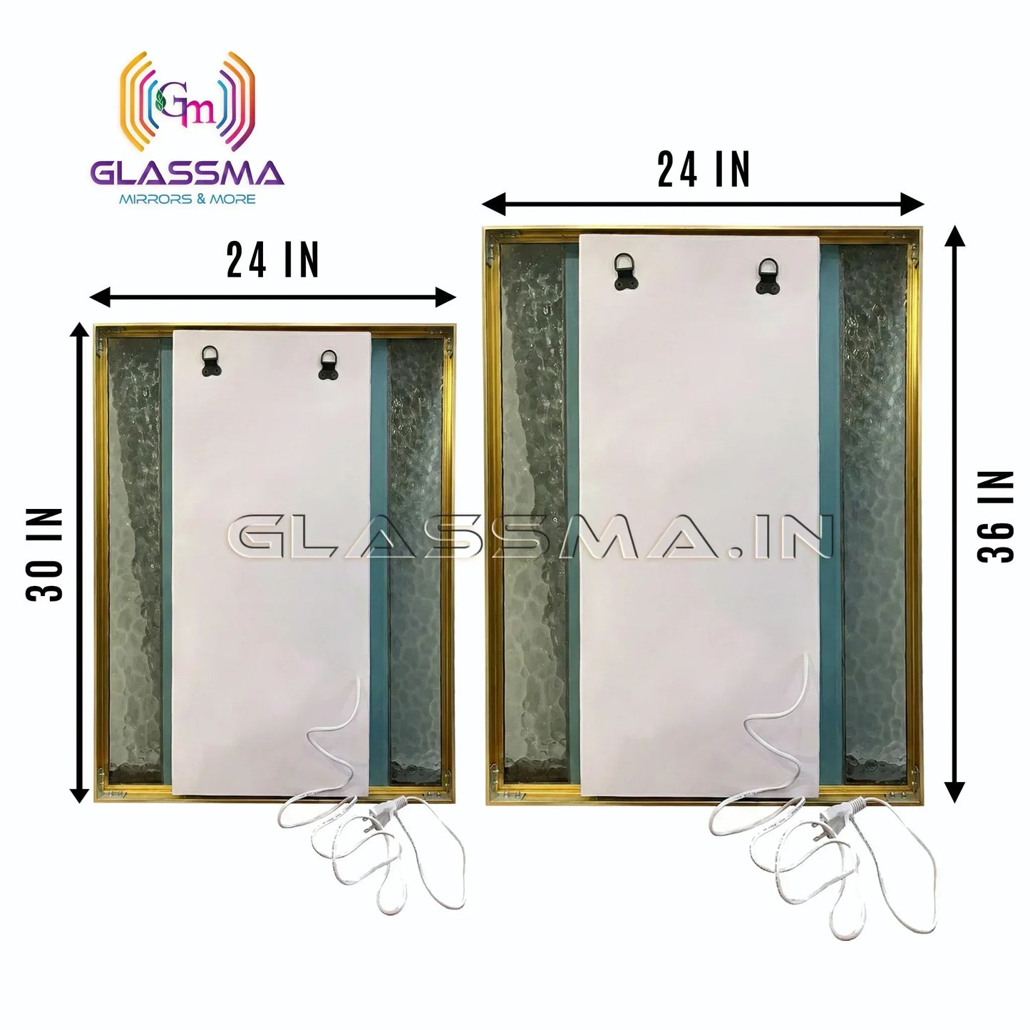 Premium Rectangular LED Mirror - Aluminum Fusion Frame Backlit Mirror - Glassma