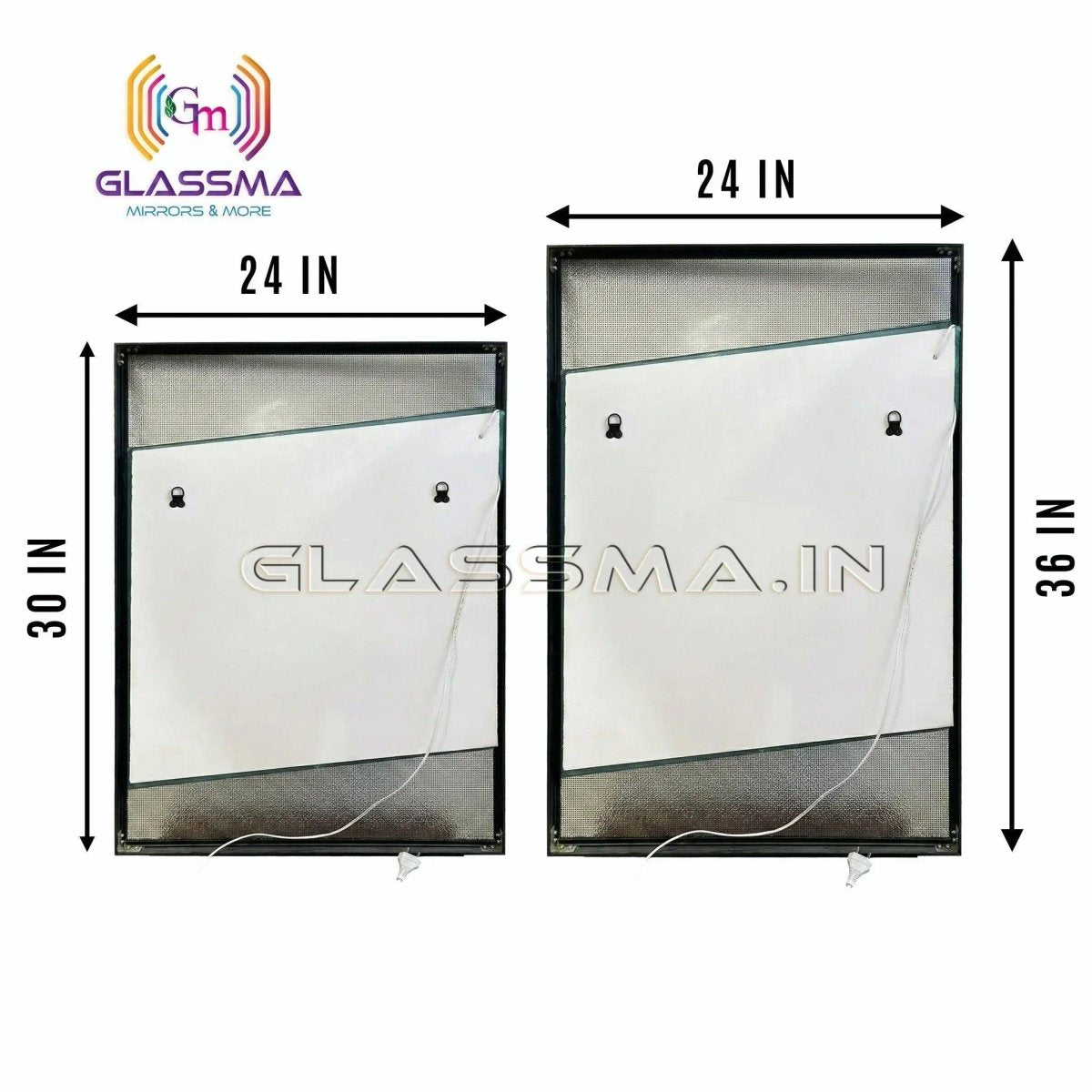 Aluminum Fusion Backlit LED Mirror | Premium Black Designer Wall Mirror with Ambient LED Glow - Glassma
