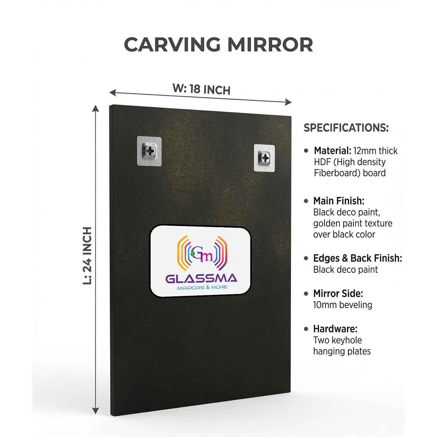 Geometric Carving Wall Mirror - Luxury Decorative Designer Mirror with Gold Texture Frame - Glassma