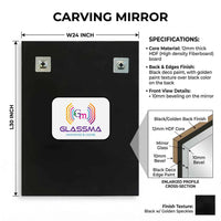 Geometric Carving Wall Mirror - Luxury Decorative Designer Mirror with Gold Texture Frame - Glassma