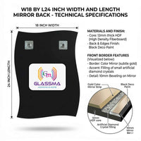 Diamond Decorative Wall Mirror - Luxury Crystal Inlay Designer Mirror - Glassma